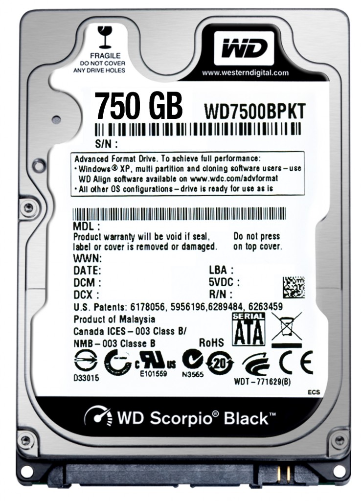 2.5" WD Black HDD 750GB