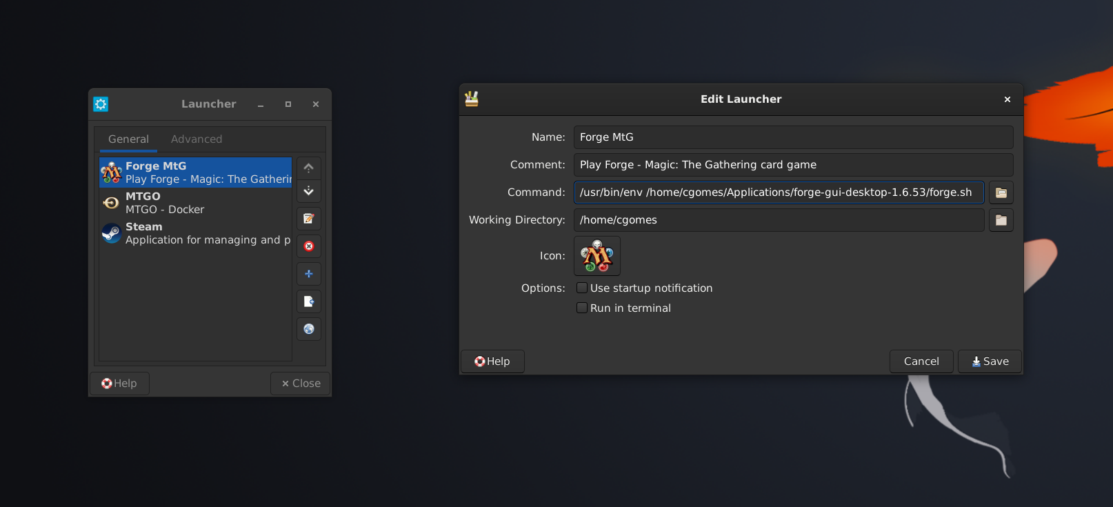 Forge - XFCE launcher